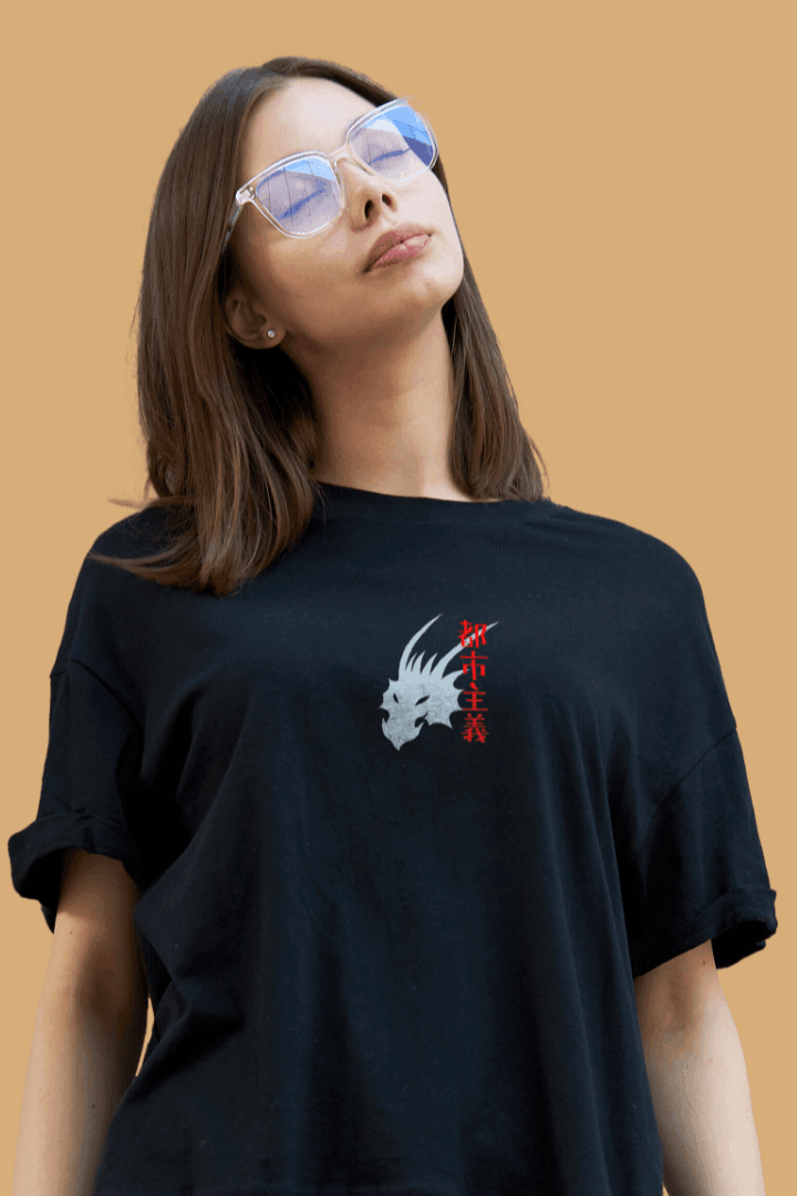 Women Dragon Tail Graphic Printed Oversize T-shirt