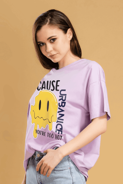 Women Cause Emoji Graphic Printed Oversize T-shirt