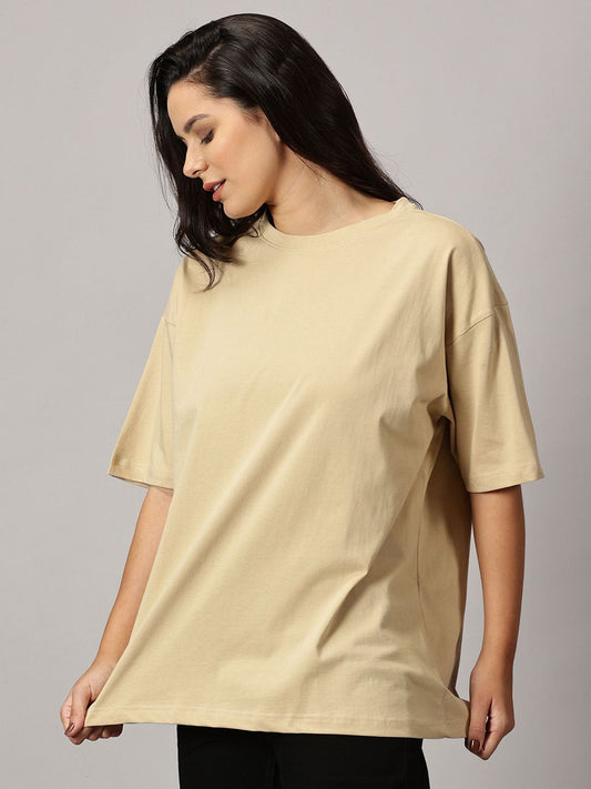 Women Beige Oversized T-shirt