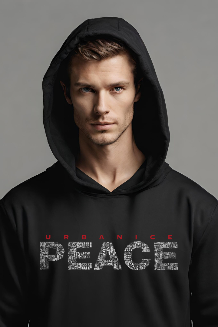 Basic Black Men Peace Hoodie-URBANICE