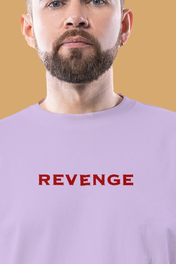 Men's You are Done Revenge Lavender Front Graphic Printed Oversize T-shirt