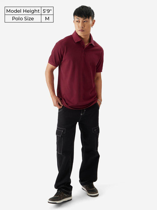 Men's Maroon Polo Cotton Matty T-Shirt, - URBANICE