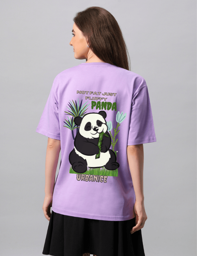 Women Eating Panda Graphic Printed Oversize T-shirt - URBANICE