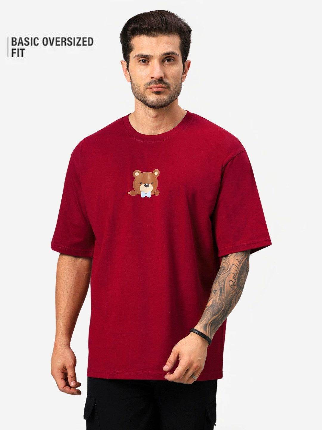 Men's Teddy Vibes Graphic Printed Oversized T-Shirt - URBANICE