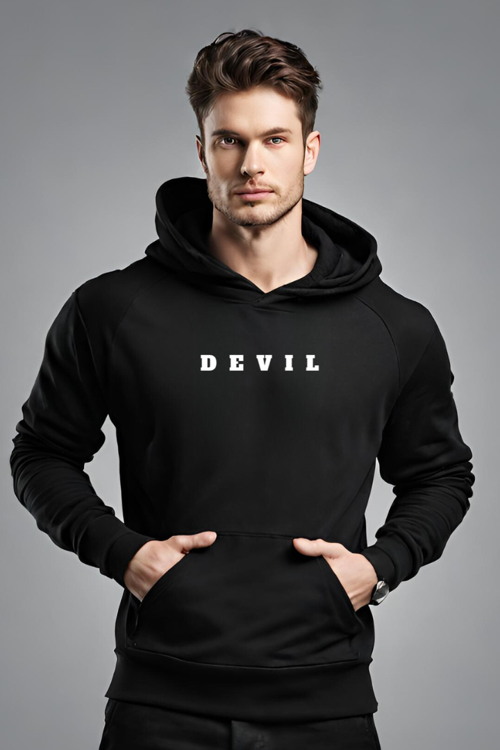 Basic Black Men Devil Hoodie-URBANICE