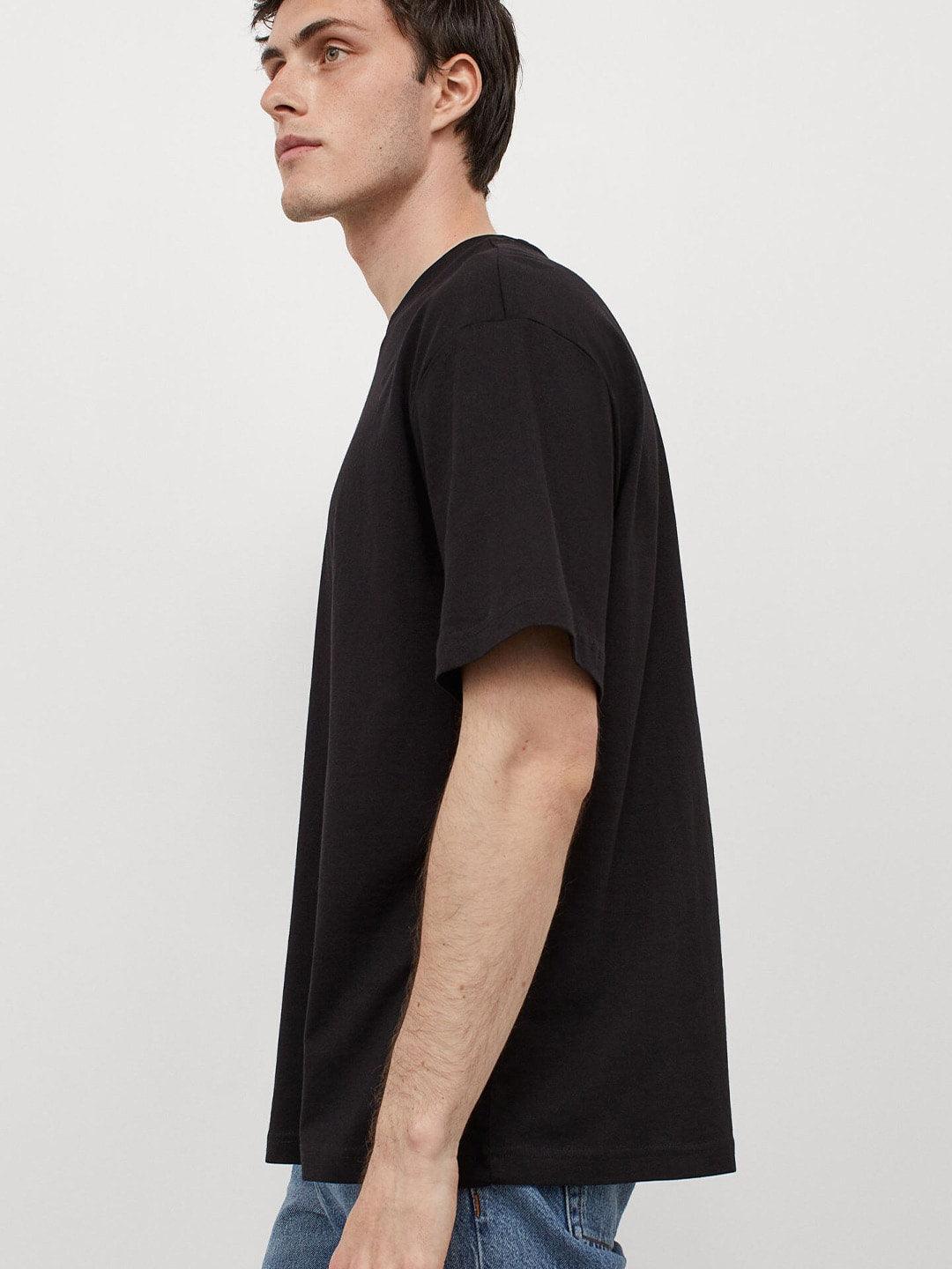 Basic Black Oversize Men T-shirt-URBANICE