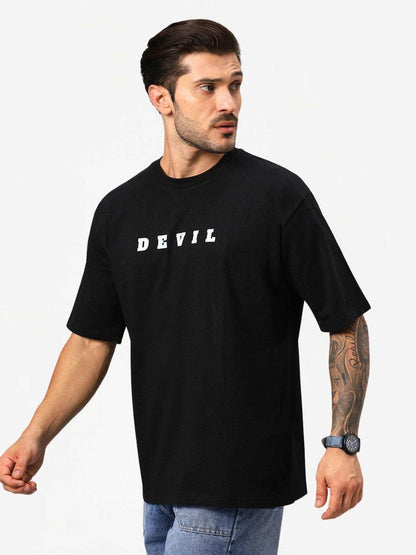 Men's Black Devil Aesthetic Graphic Oversized T-Shirt - URBANICE