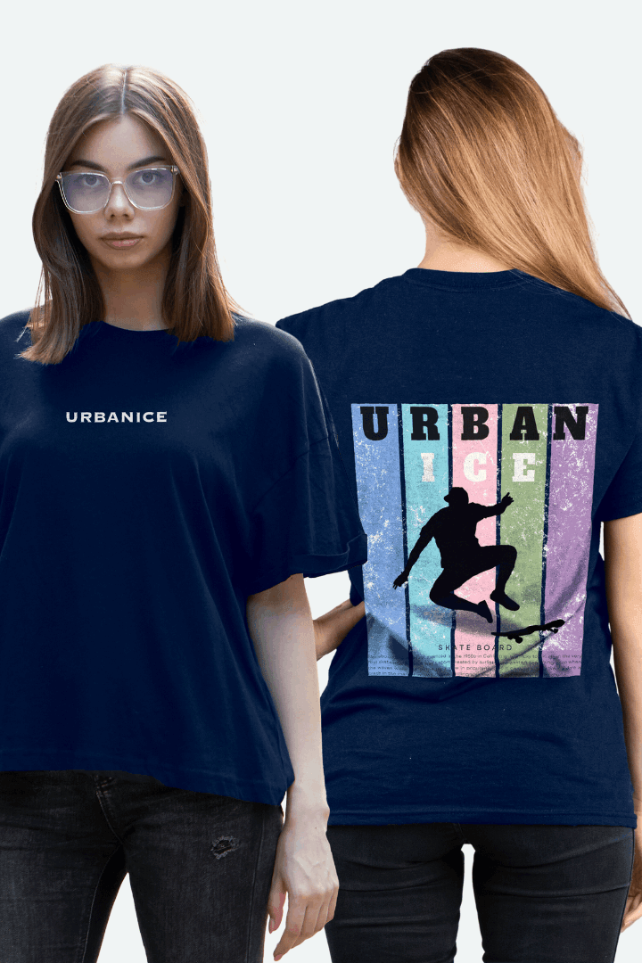 Women Skating Shadow Graphic Printed Oversize T-shirt