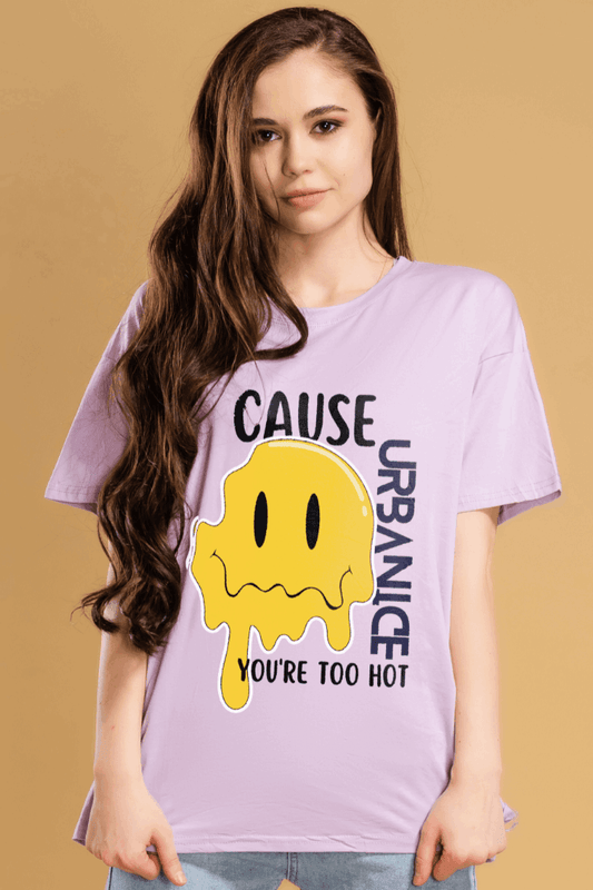 Women Cause Emoji Graphic Printed Oversize T-shirt