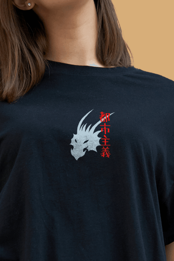 Women Dragon Tail Graphic Printed Oversize T-shirt