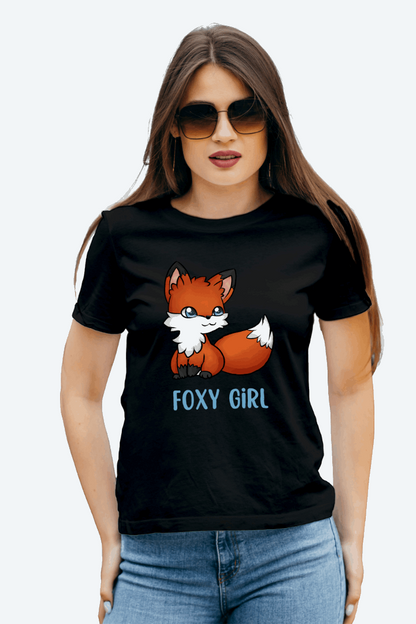 Women Regular Foxy Girl Graphic Printed Tshirt