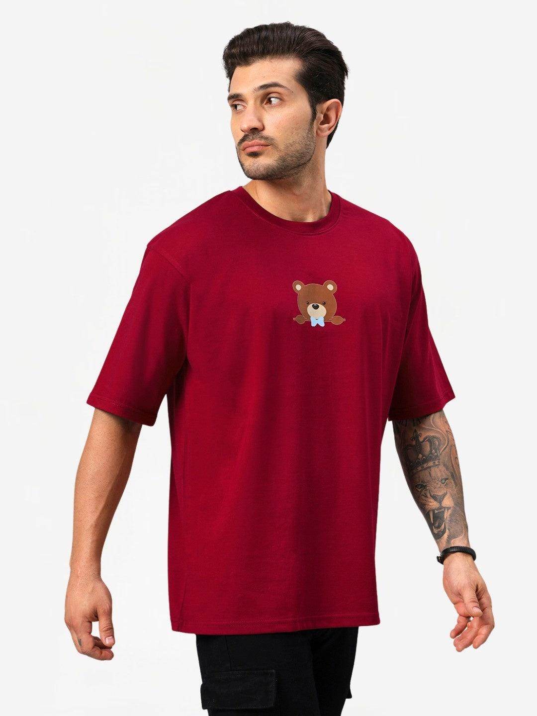 Men's Teddy Vibes Graphic Printed Oversized T-Shirt - URBANICE