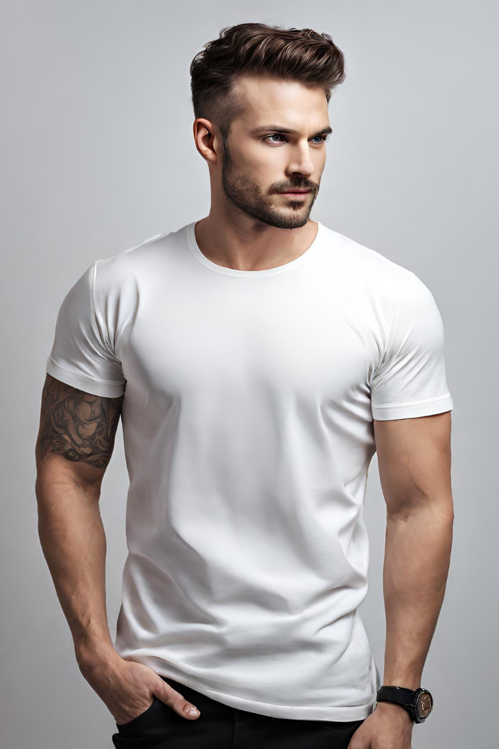 Men's Basic White Regular T-shirt - URBANICE