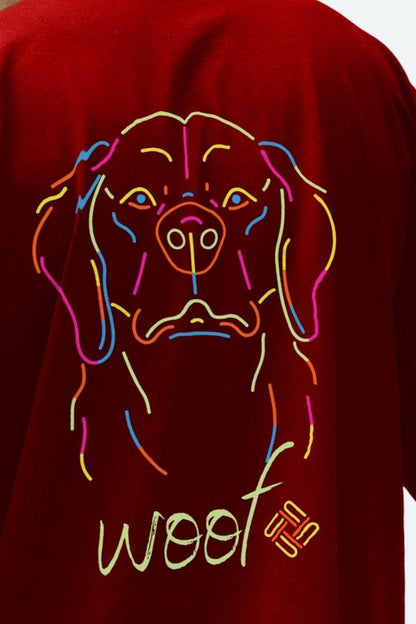 Men's Woof Dog Back Graphic Printed Oversize T-shirt