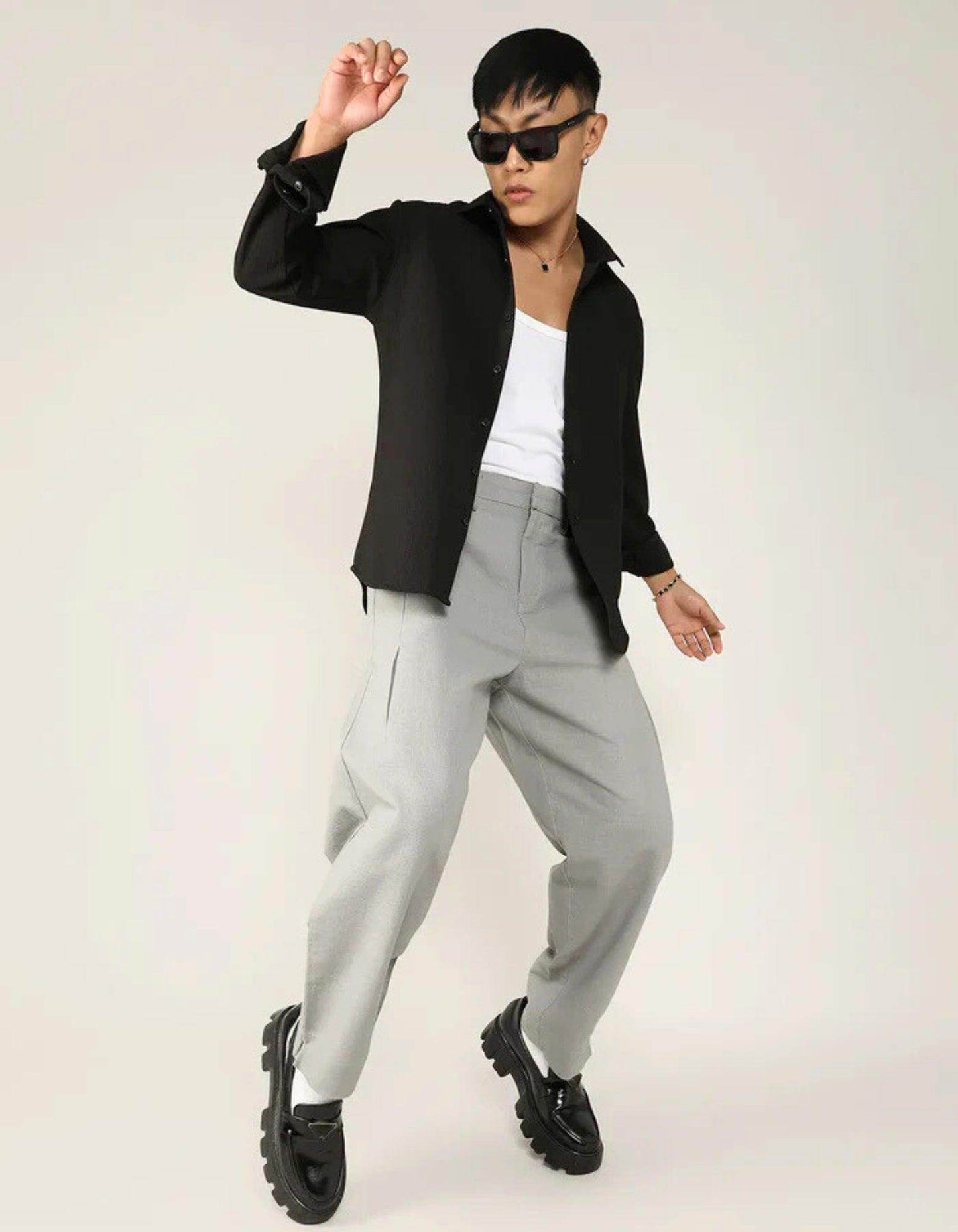 Men's Black Slim Fit Shirt - URBANICE