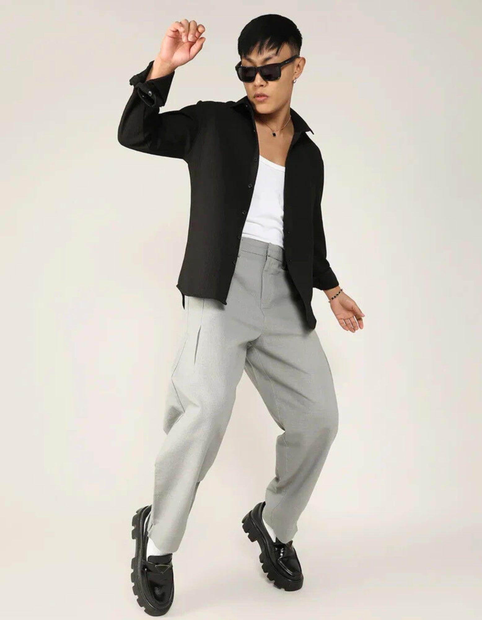 Men's Black Slim Fit Shirt - URBANICE