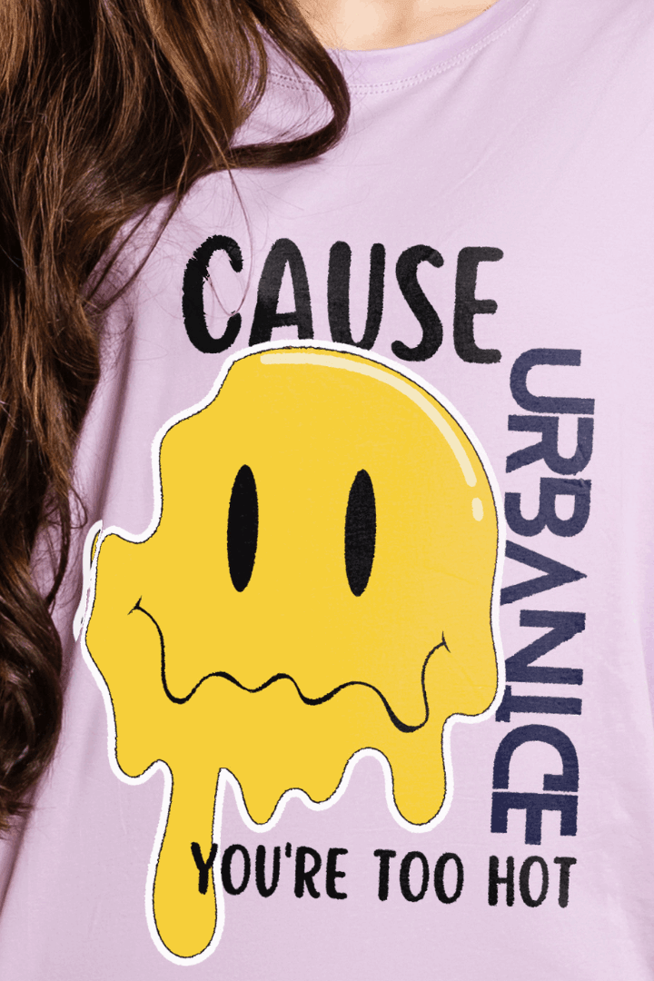 Women Cause Emoji Graphic Printed Oversize T-shirt