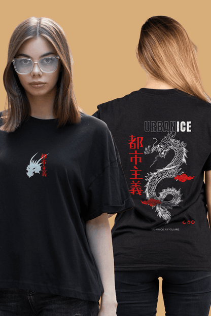 Women Dragon Tail Graphic Printed Oversize T-shirt