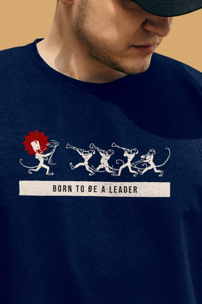 Urbanice Men's Monkey Born To Be Leader Front Graphic Printed Oversize T-shirt