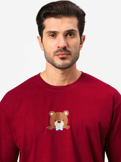 Men's Teddy Vibes Graphic Printed Oversized T-Shirt - URBANICE
