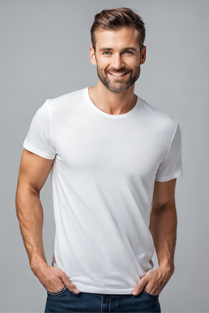 Men's Basic White Regular T-shirt - URBANICE