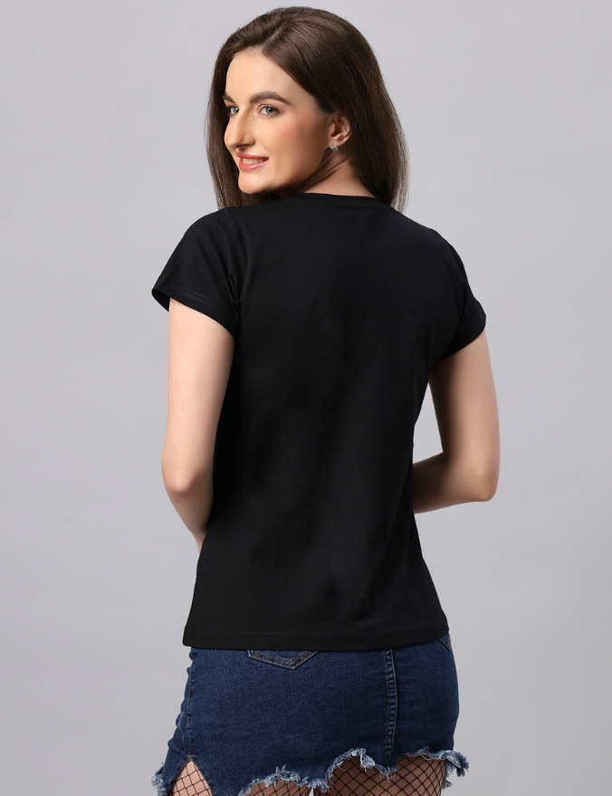 Women Regular Black Live In Movement Graphic Printed T shirt - URBANICE