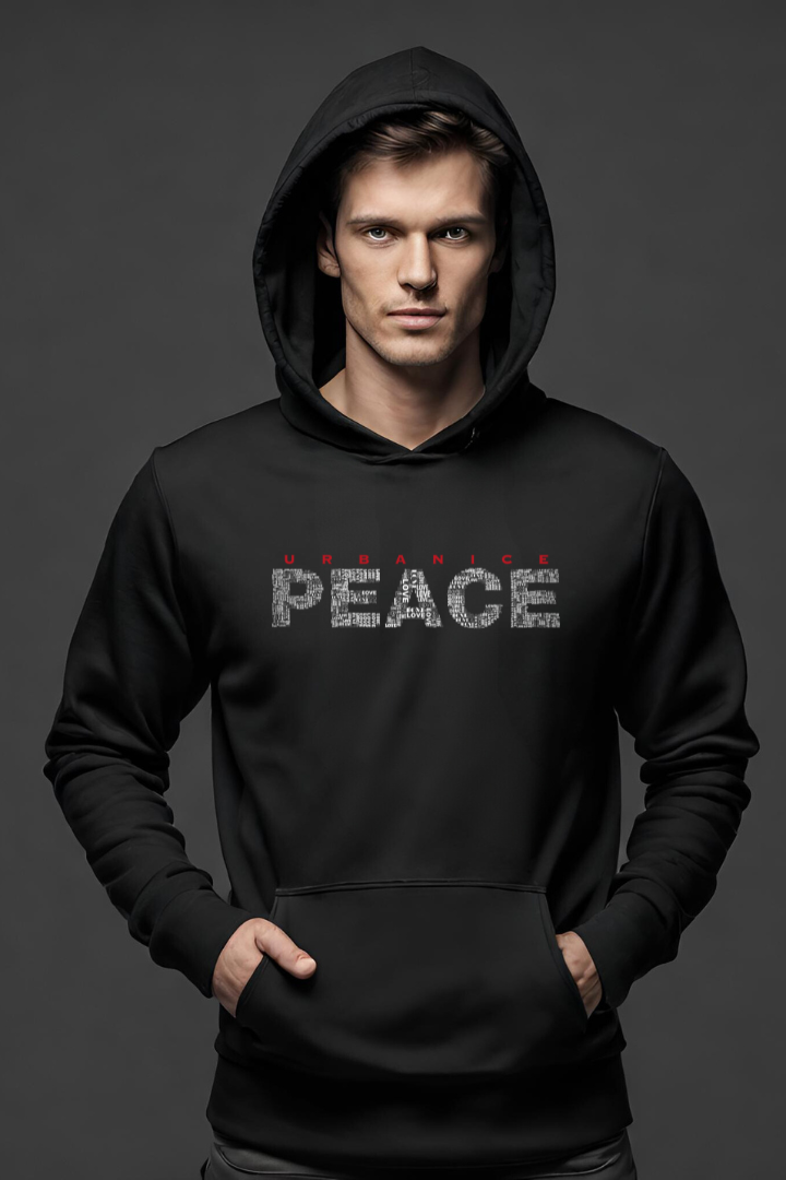 Basic Black Men Peace Hoodie-URBANICE