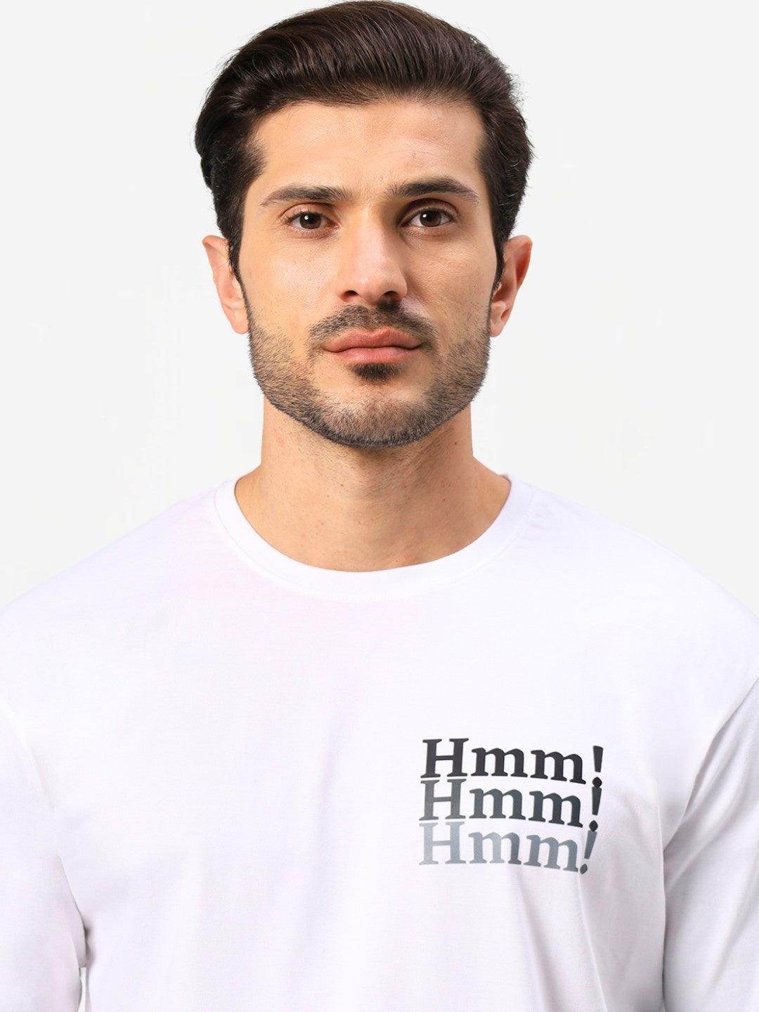 Men's White Typography Printed Oversize T-Shirt - URBANICE