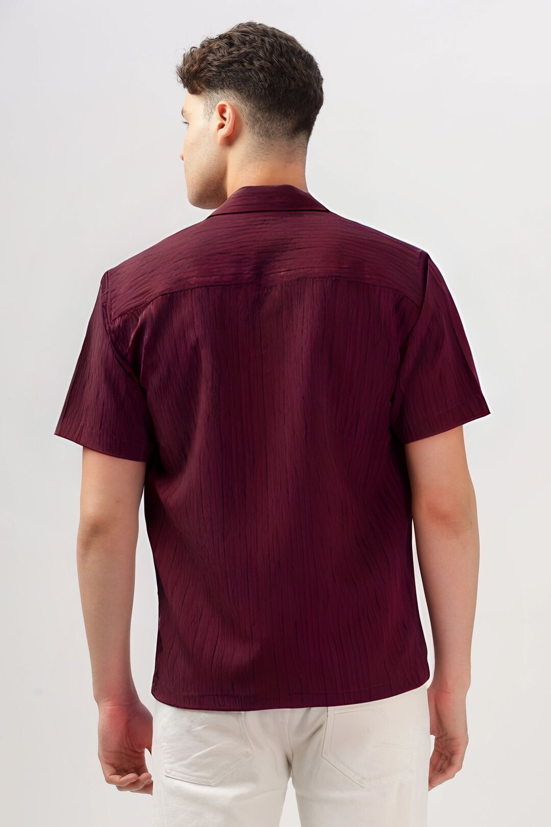 Men's Maroon Half Sleeve Light Weight Texture Shirt