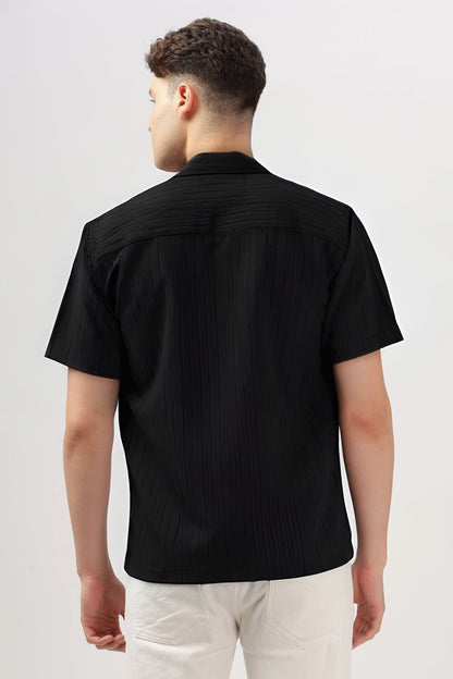 Men's Black Half Sleeve Light Wight Texture Shirt