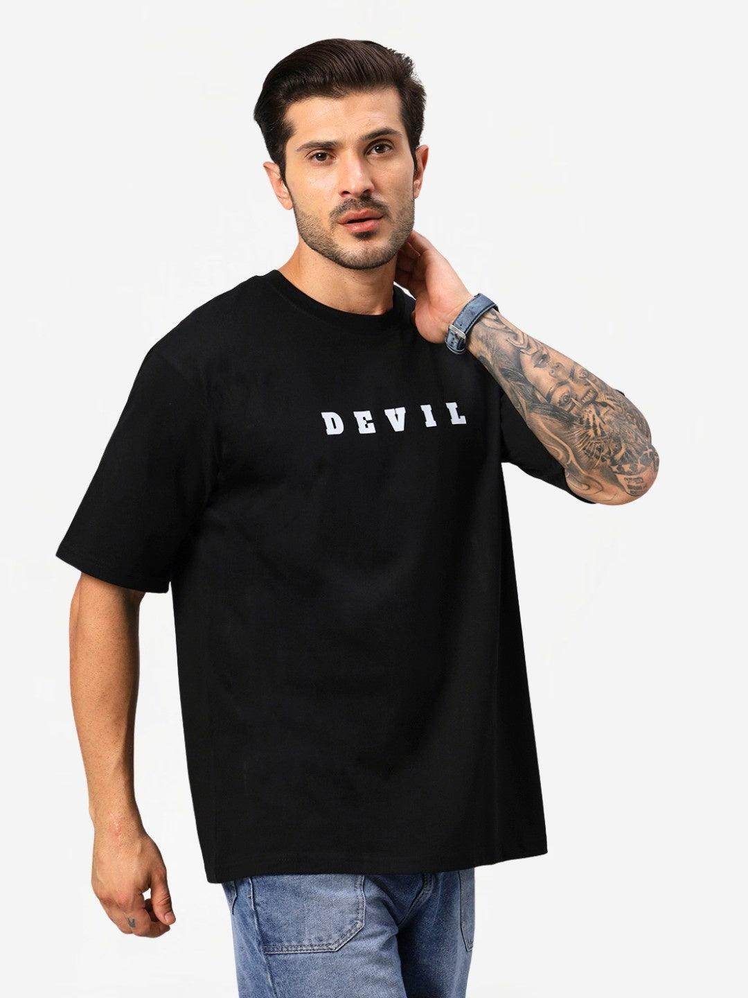 Men's Black Devil Aesthetic Graphic Oversized T-Shirt - URBANICE