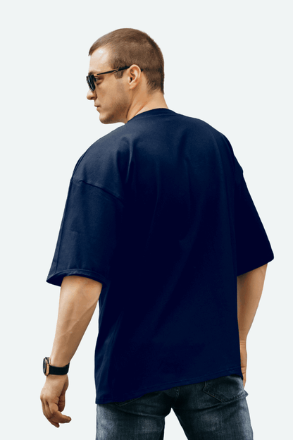 Basic Navy Blue Oversize Men T-shirt-URBANICE