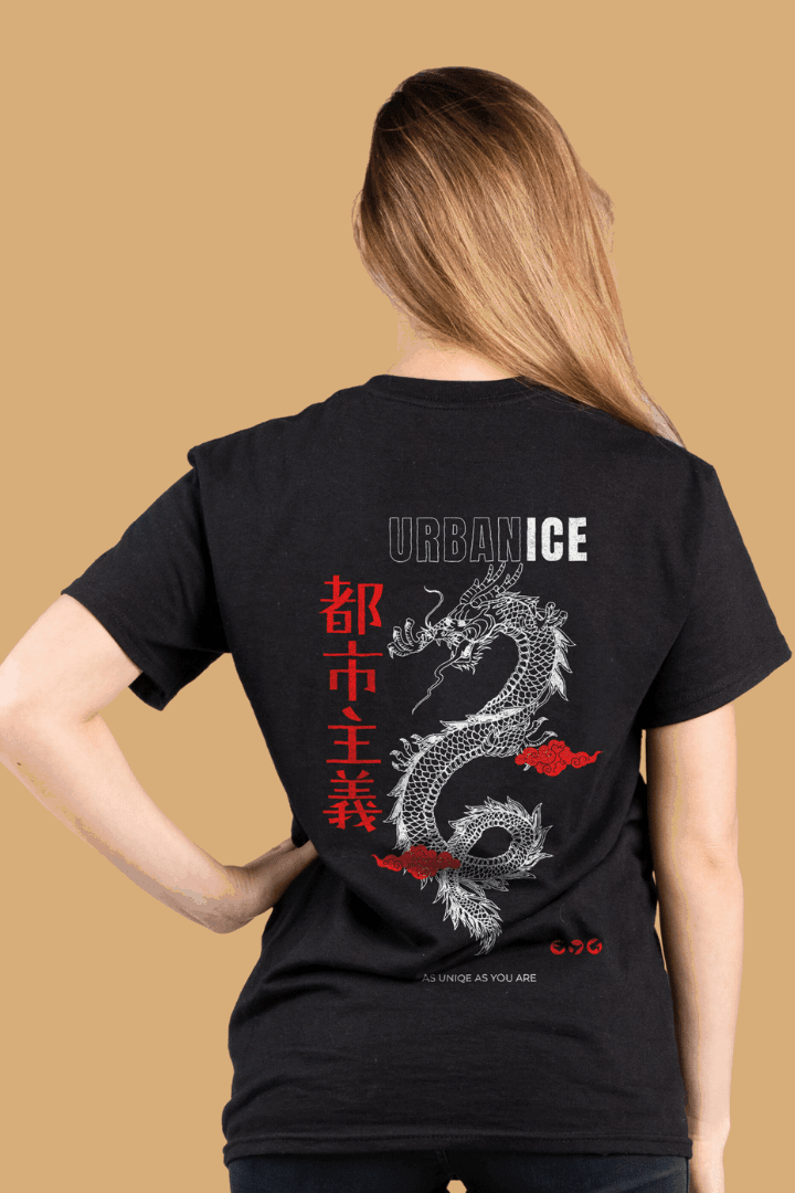 Women Dragon Tail Graphic Printed Oversize T-shirt