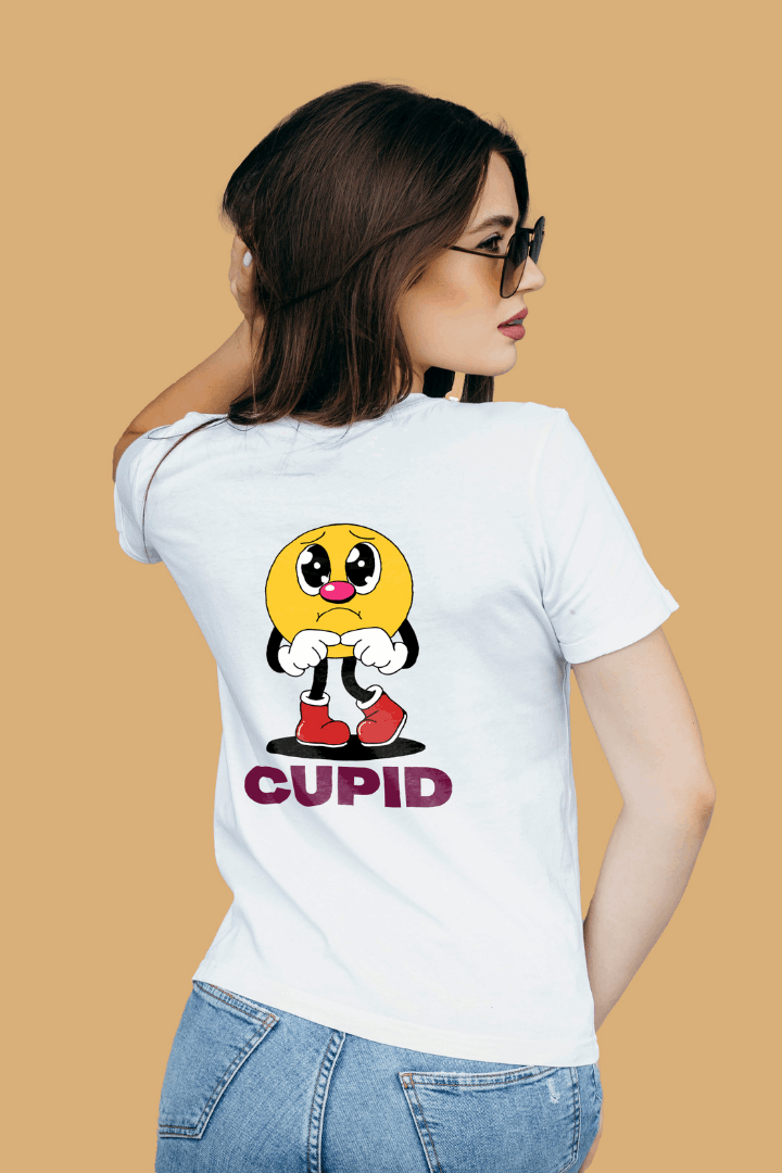 Women Regular Cupid Emoji Graphic Printed Tshirt