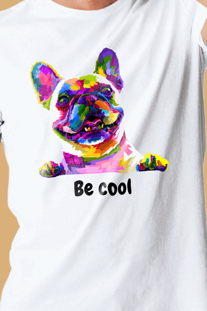 Regular Men Be Cool Rainbow Dog PRINTED Tshirt