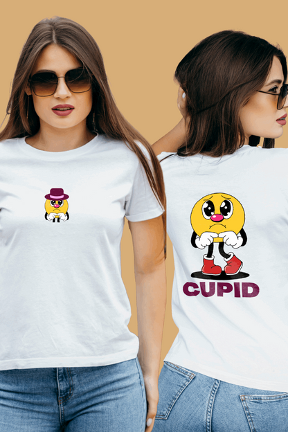 Women Regular Cupid Emoji Graphic Printed Tshirt