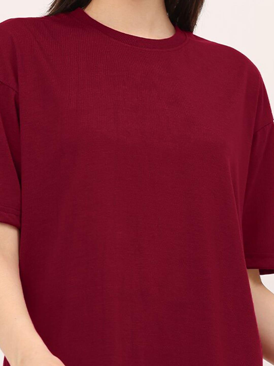 Basic Redwine Oversize Women T-shirt - URBANICE