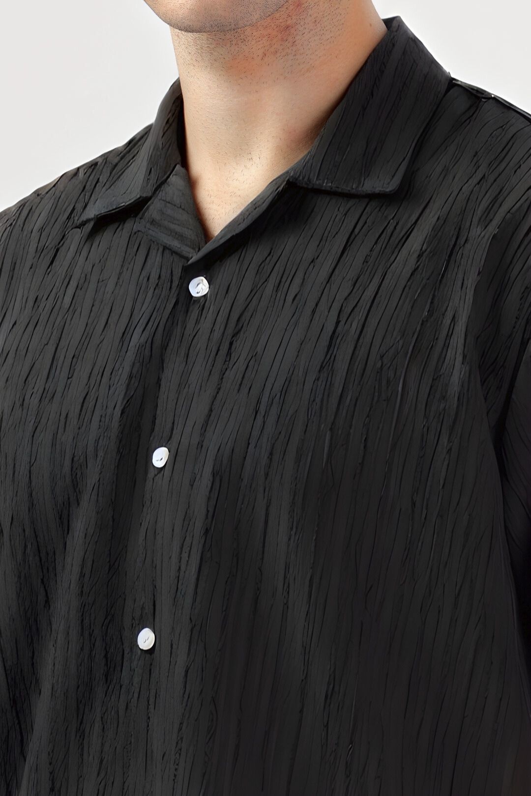 Men's Black Half Sleeve Light Wight Texture Shirt