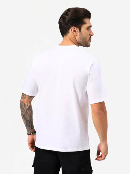 Men's Oversize White Game Over Graphic Printed T-Shirt - URBANICE