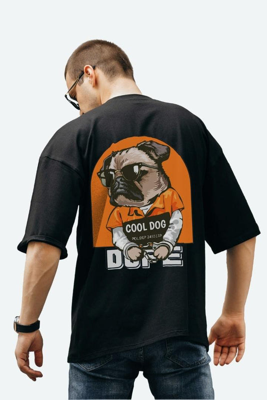 Urbanice Men's Dope Dog Back Graphic Printed Oversize Tshirt