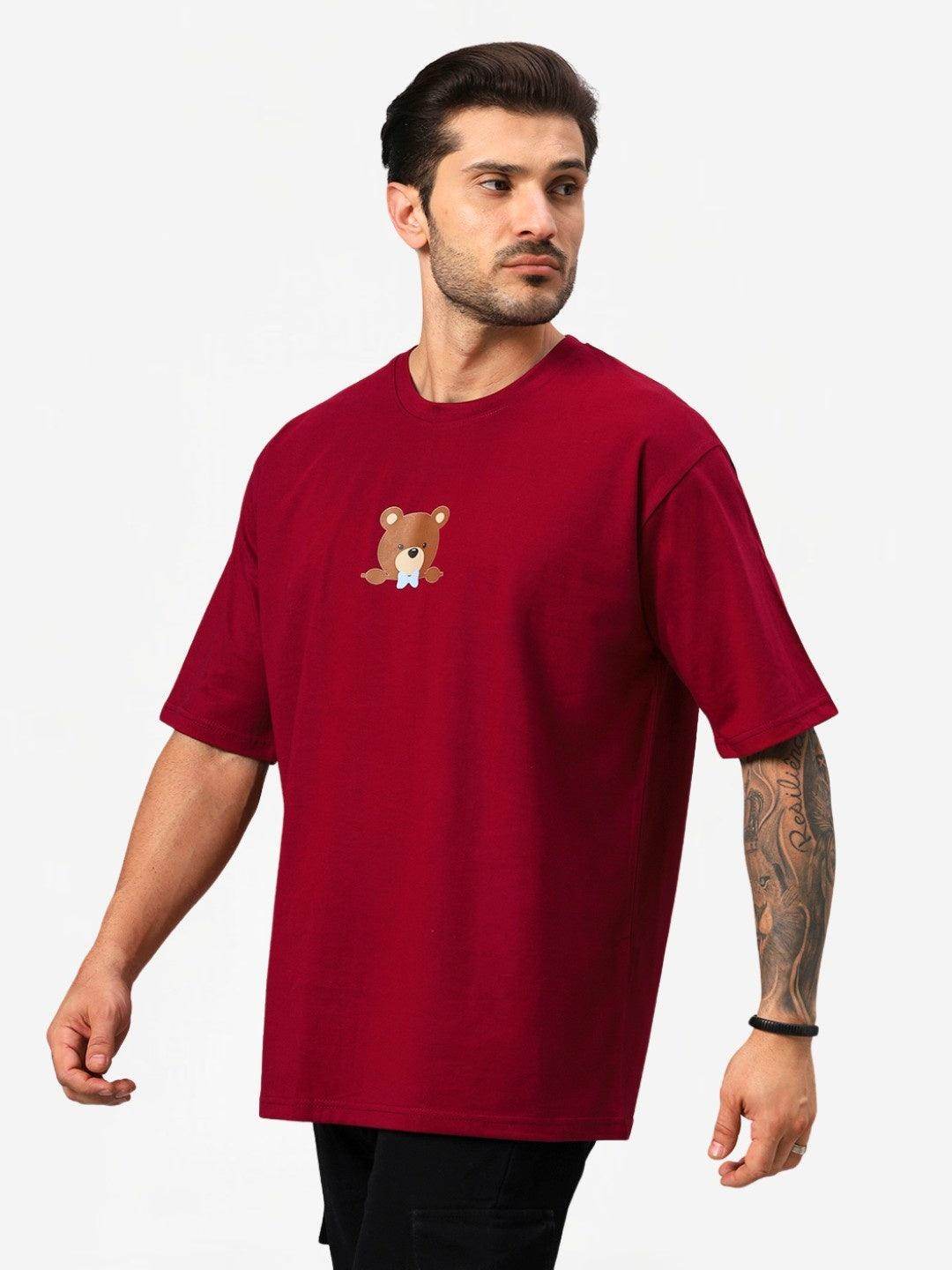 Men's Teddy Vibes Graphic Printed Oversized T-Shirt - URBANICE