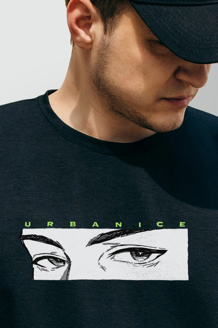 Men's Anime Eye Graphic Printed Oversize T-shirt - URBANICE