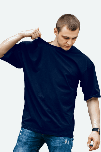 Basic Navy Blue Oversize Men T-shirt-URBANICE