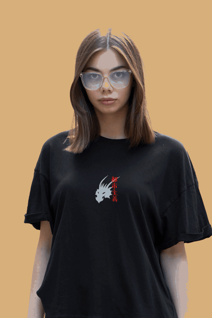 Women Dragon Tail Graphic Printed Oversize T-shirt