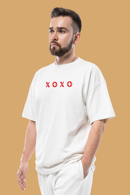 Men's XOXO Front Graphic Printed Oversize T-shirt