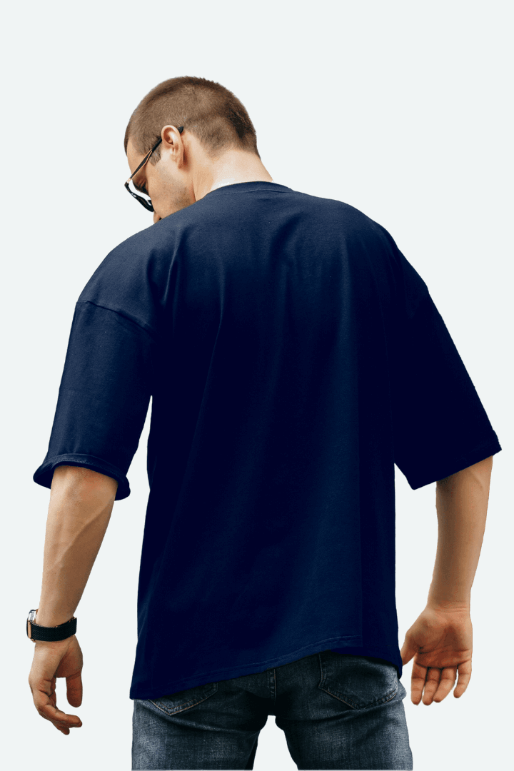 Basic Navy Blue Oversize Men T-shirt-URBANICE