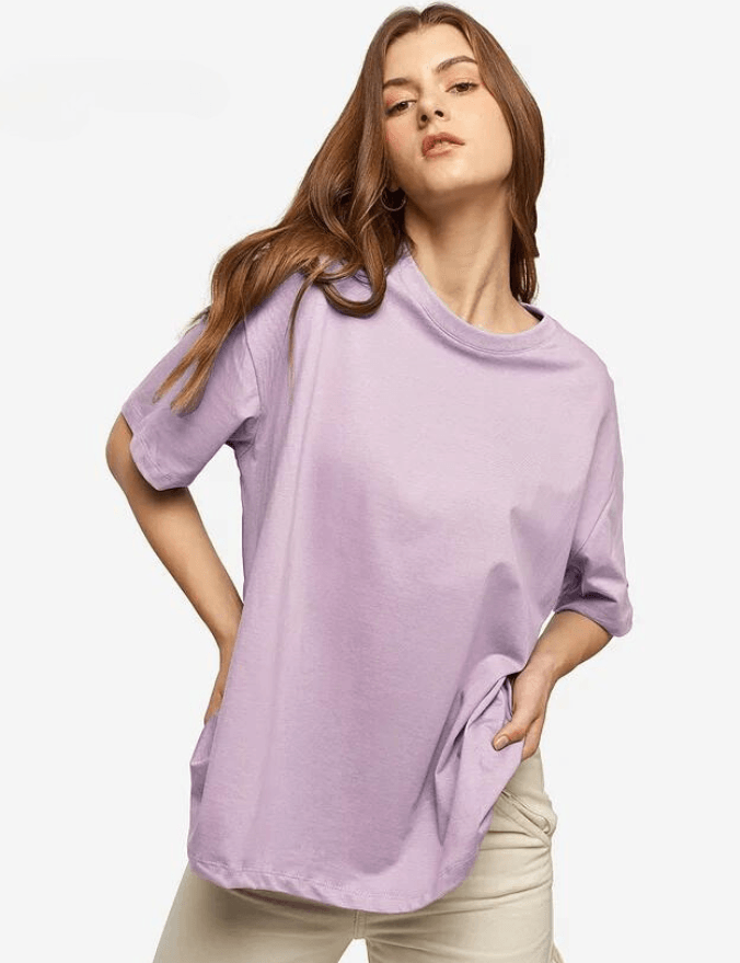 Basic Lavender Oversize Women T-shirt-URBANICE