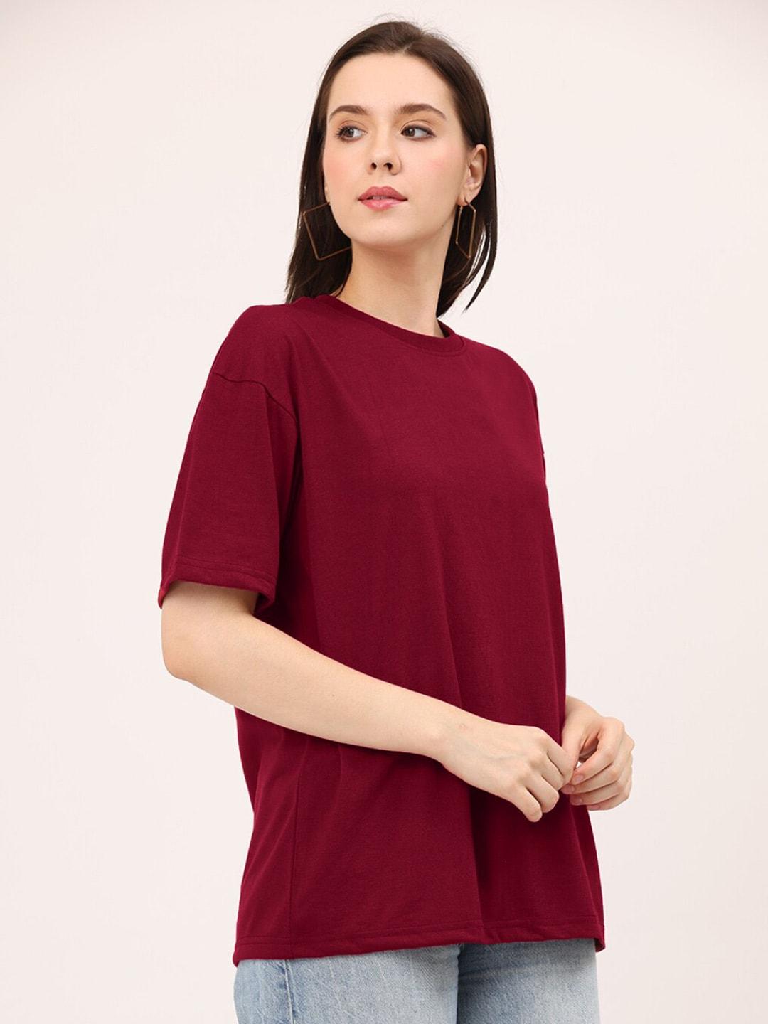 Basic Redwine Oversize Women T-shirt-URBANICE