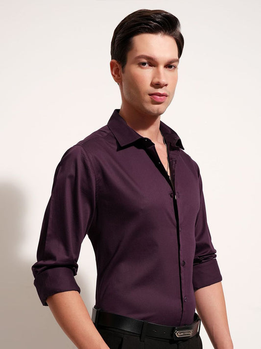 Men's Slim Fit Purple Formal Shirt