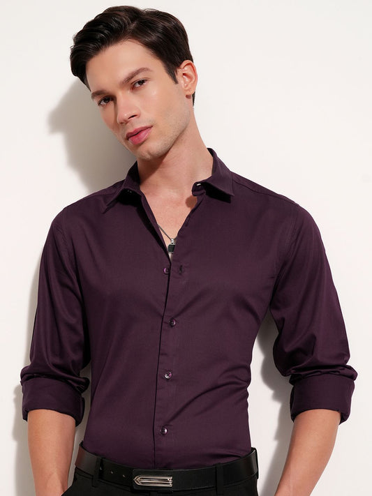 Men's Slim Fit Purple Formal Shirt